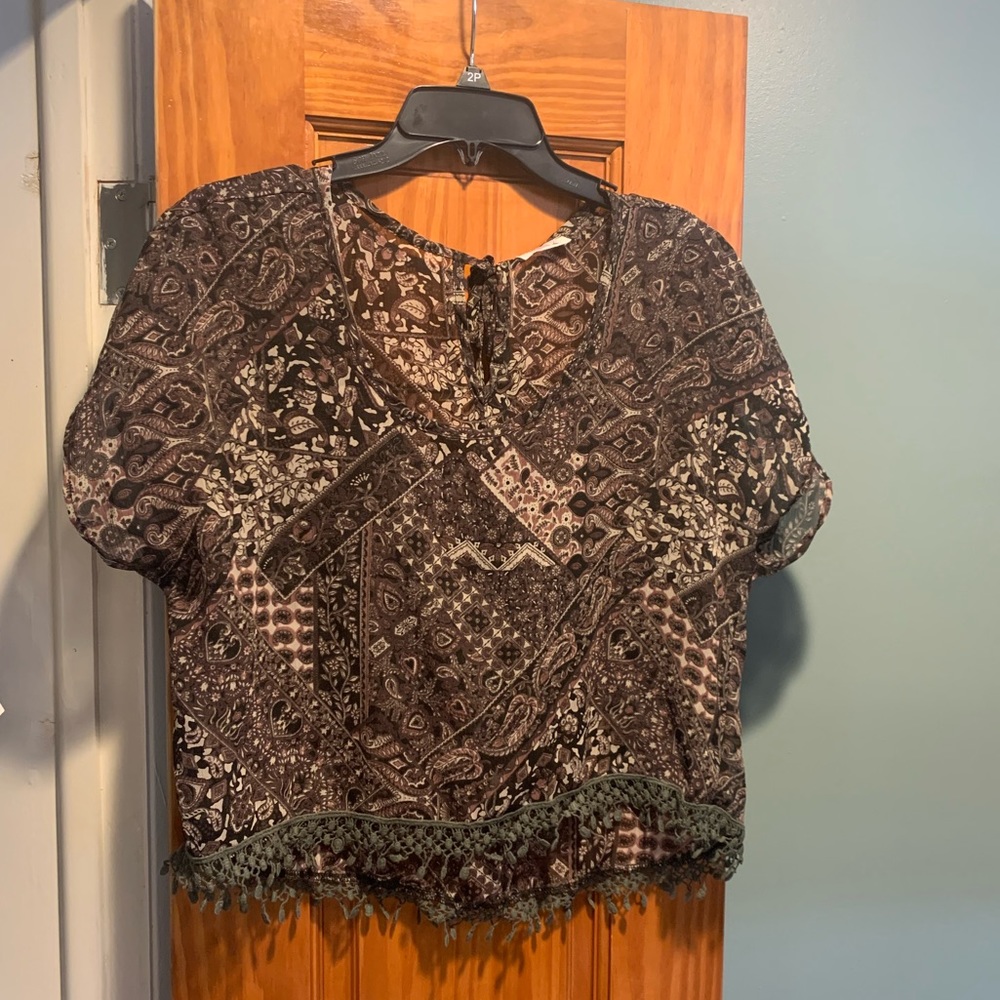 Sheer patterned crop top